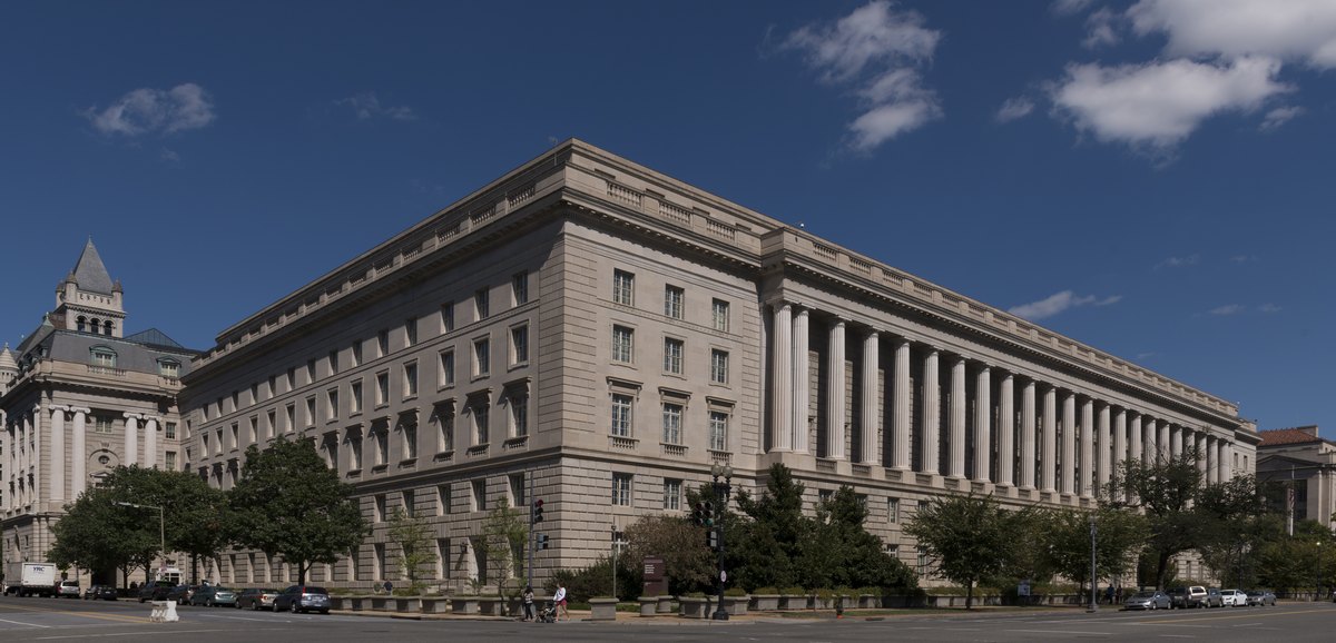 The Internal Revenue Service building on Constitution Avenue in Washington DC