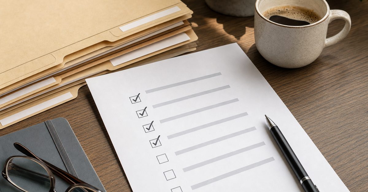Labelled folders and a partly ticked checklist on a desk, representing an organised response to an IRS notice, Victory Tax Lawyers