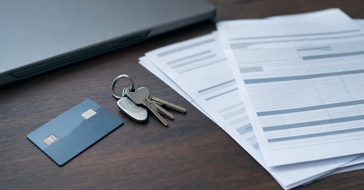 A bank card, keys and financial statements on a desk representing assets the IRS can levy, Victory Tax Lawyers