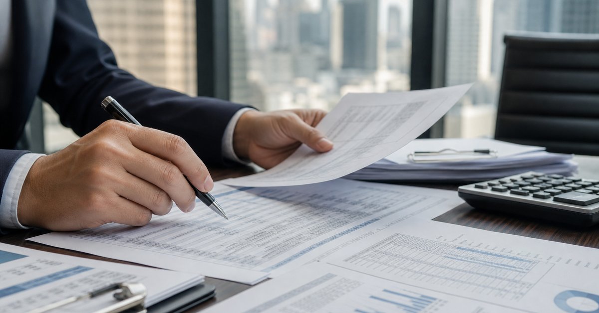 Auditor comparing quarterly payroll reports and timesheets during a New York unemployment insurance audit