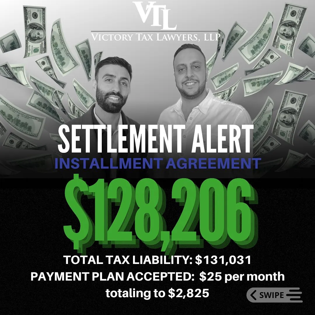 Settlement Alert - installment agreement $128206 - Victory Tax Lawyers
