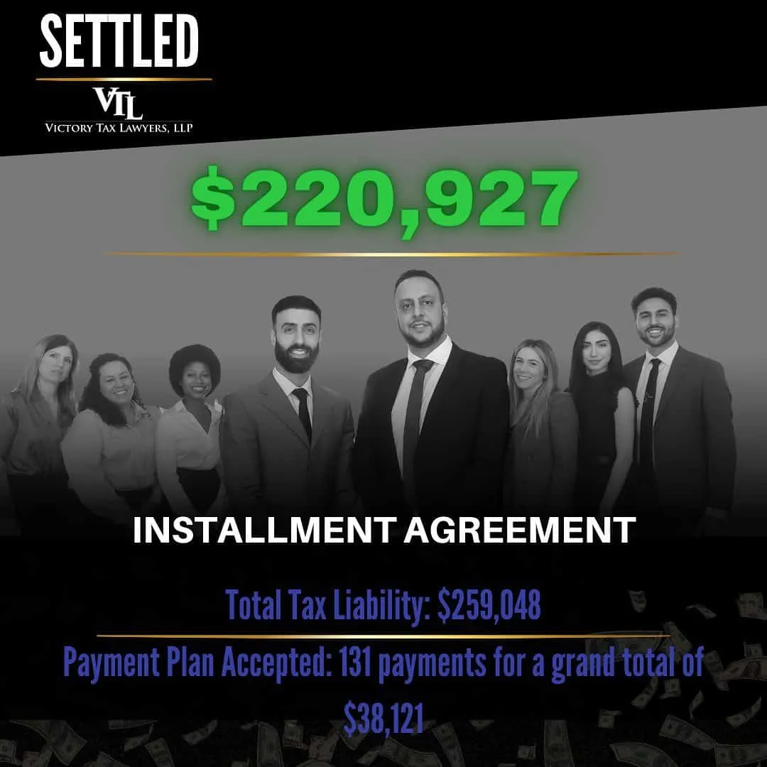 Settlement Alert - installment agreement $220927 - Victory Tax Lawyers