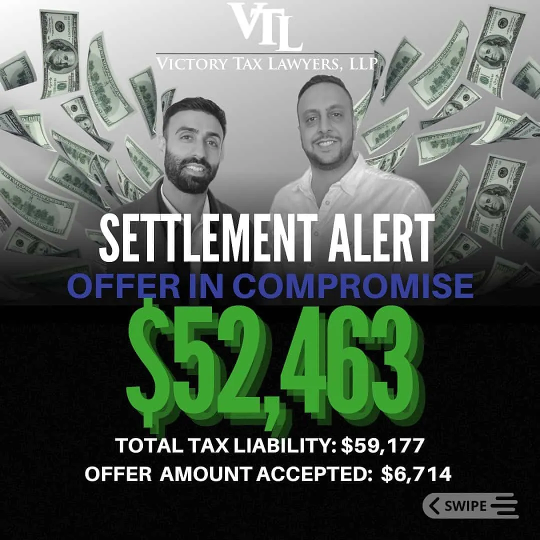 Settlement Alert - offer in compromise $52463 - Victory Tax Lawyers